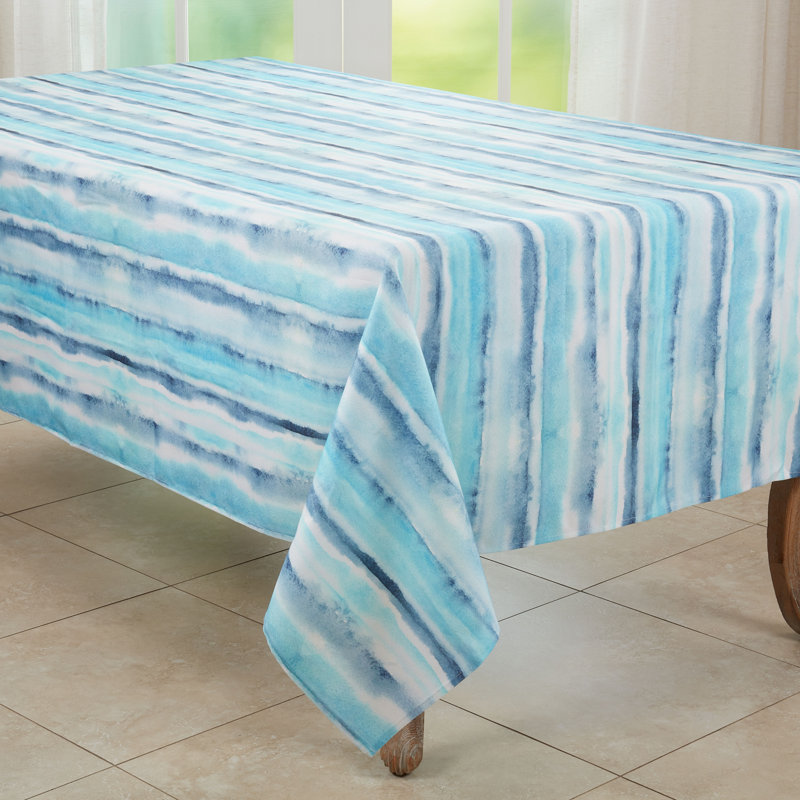 Blue Watercolor Design Rectangular Fabric Tablecloth