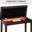 Chaise de piano avec rembourrage en similicuir brun et bois pour coussins en duo