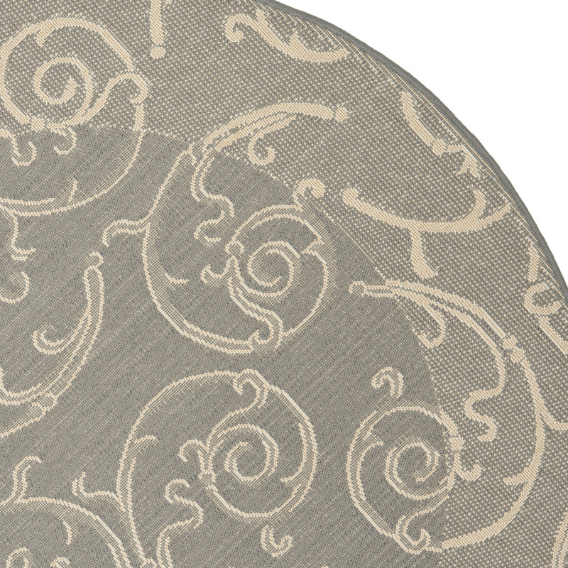 Tapis gris intérieur / extérieur Mullen, Rond 5 pi 3 po