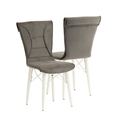 Regis 46cm H Velvet Upholstered Side Chair in Grey