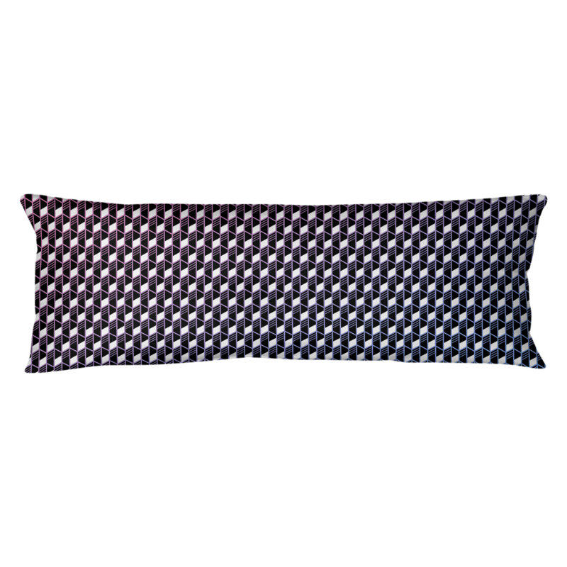Coussin lombaire géométrique, Bourre en polyester, Rose / Bleu