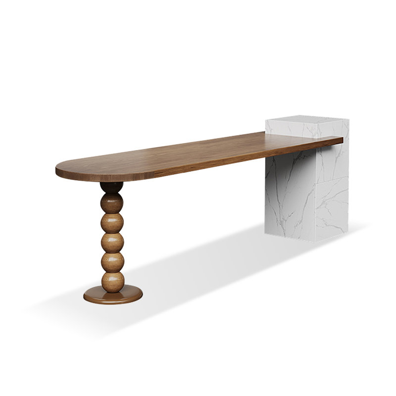 Light Walnut Colour + White Half-circle Solid + Manufactured Wood desk, 33.46" H x 70.87" W x 23.62" D
