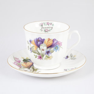Flowers Of The Month Bone China Teacup and Saucer