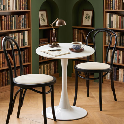 Round Pedestal Dining Table,Small Bistro Table with MDF Tabletop And Metal Base,Bar Cocktail Table for Kitchen, Apartment, Living Room & Cafe