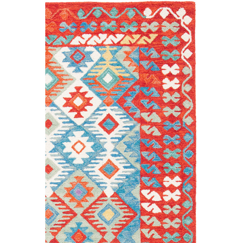Tapis rouge / bleu Horwich 414, Rectangle de 5 pi x 8 pi