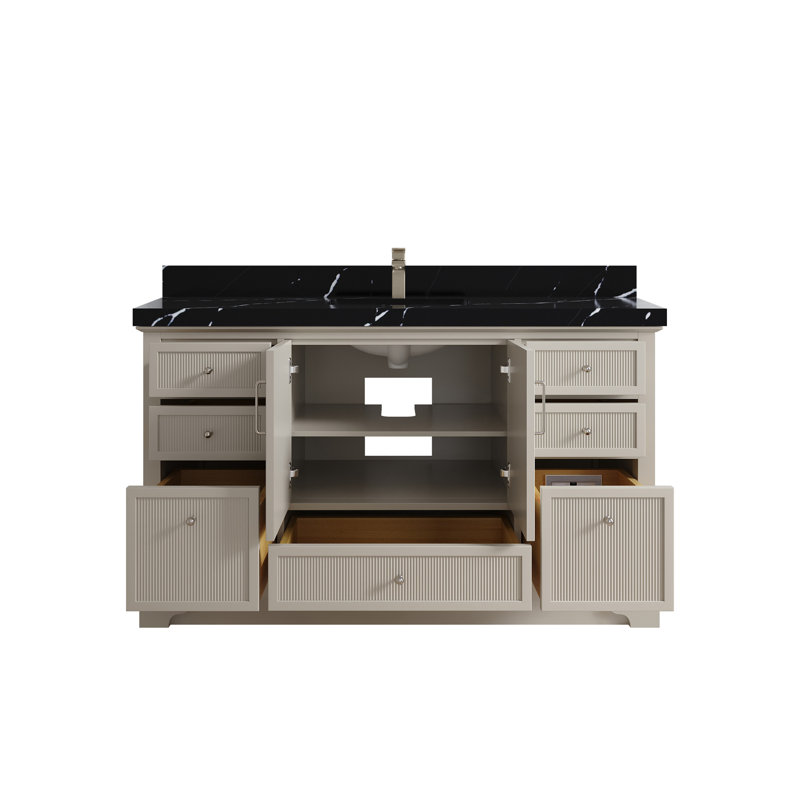 Alys 60'' Single Bathroom Vanity with Top, Calacatta Black