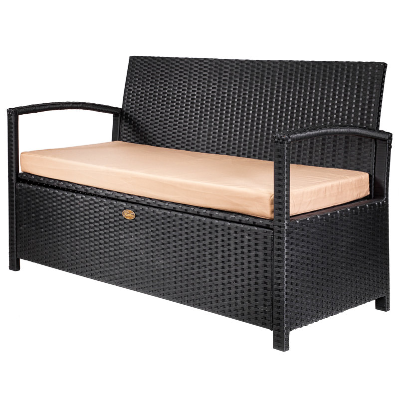 Banc en osier résistant à l'eau Barton, Noir