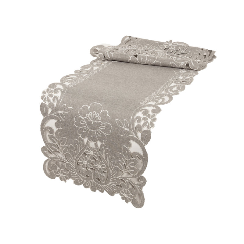 Chemin de table nappe brodé à motif floral clair Kurland, l 54 po x l 16 po