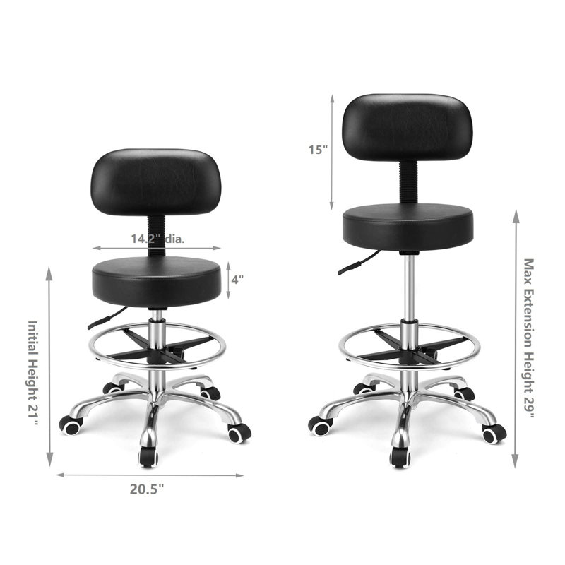 Braeswood Backed Adjustable Height Ergonomic Industrial Stool