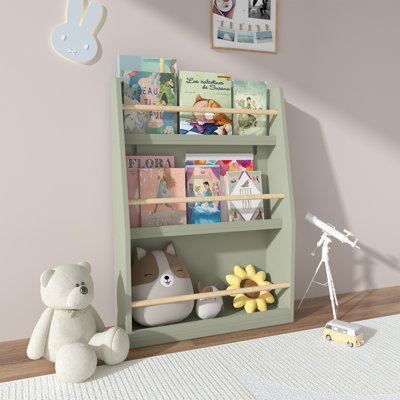 3-Tier Front-Facing Kids Book Shelf, Green