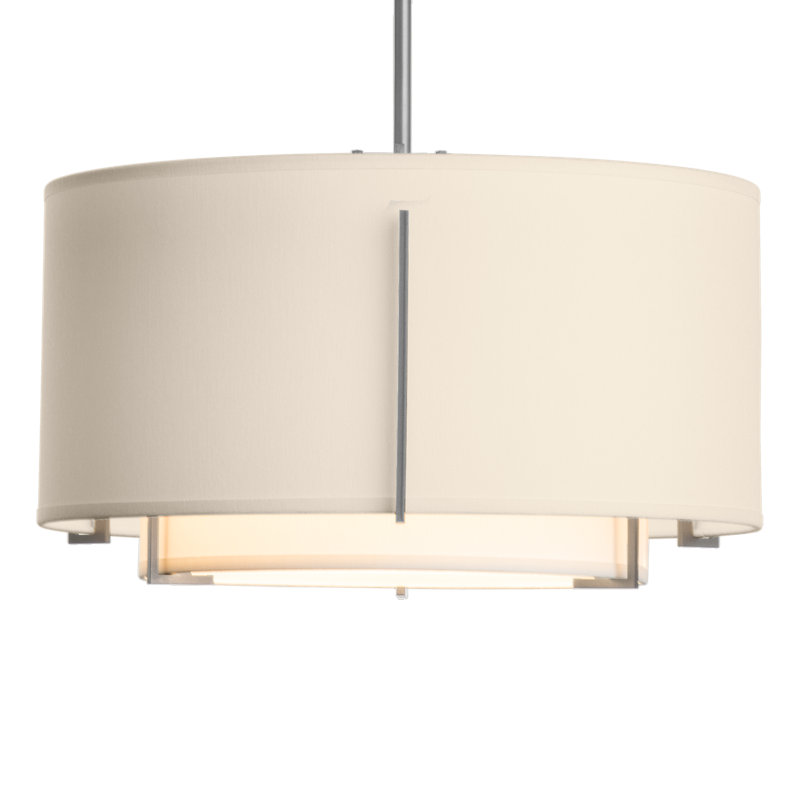 Exos 1 - Light Unique/Statement Drum Pendant, Flax, Vintage Platinum
