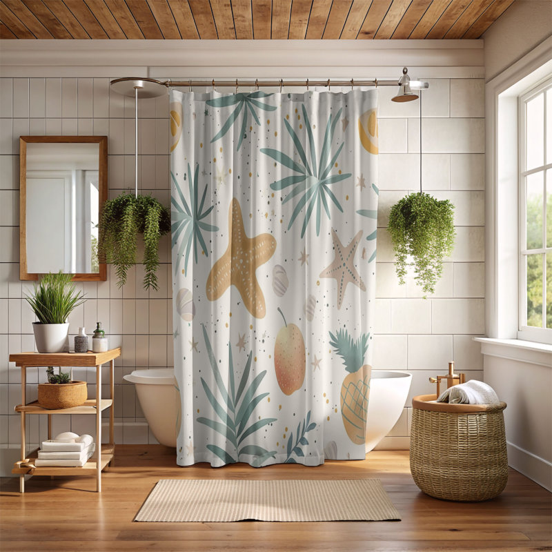 Summer Waves - Premium Shower Curtain, 74"H x 71"W