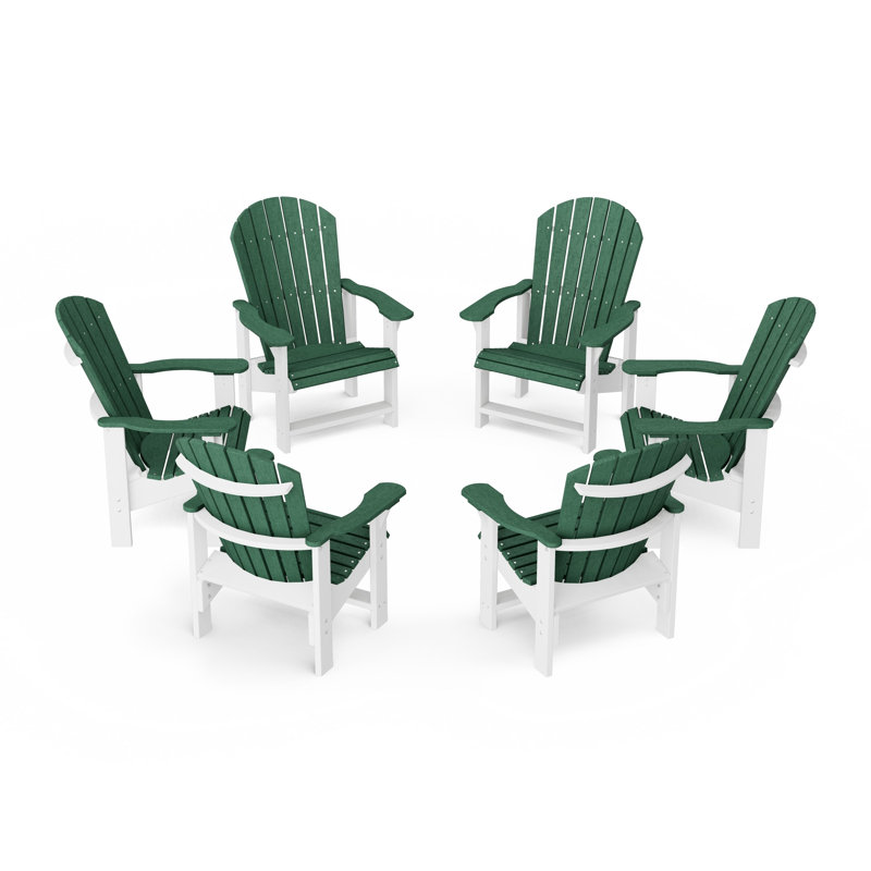 Heritage Upright Adirondack Chairs Set Of 6, Turf Green/White