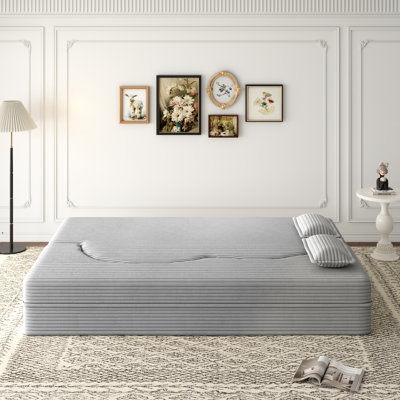 Canapé-lit moderne avec 2 coussins, canapé-lit en velours côtelé moelleux convertible, matelas pliant de 15 po pour le salon, lit d'invité, aucun assemblage requis,