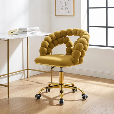 360° Swivel, Height-adjustable Velvet Bubble-style Vanity Chair With A Gold-tone Base; An Ergonomic Decorative Chair Suitable For Bedrooms, Vanities, And Home Offices
