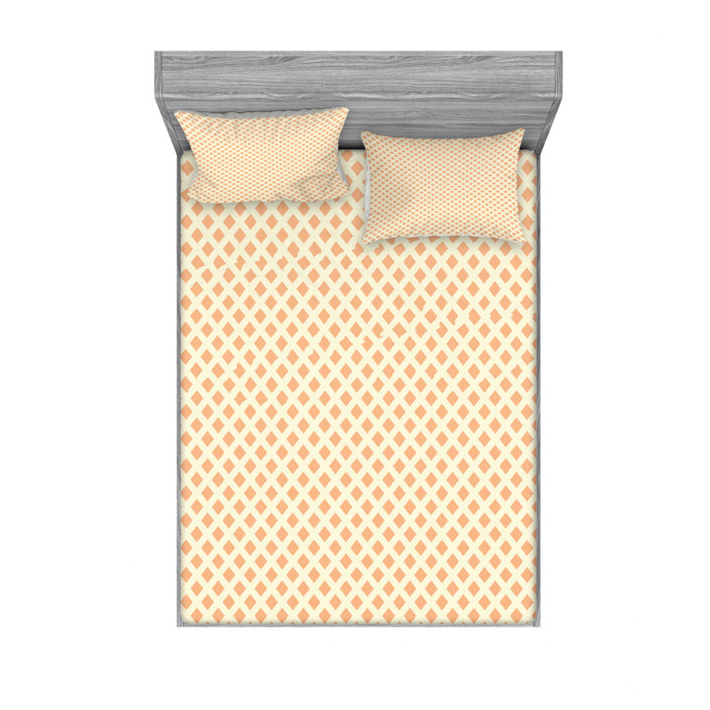 Microfiber Geometric Sheet Set, Full/Double Sheet Set with Fitted Sheet