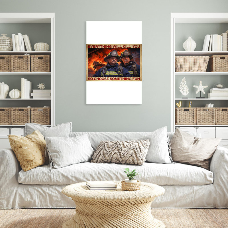 «Firefighter So Choisissez Quelque chose» - Reproduction d'art graphique rectangulaire sur toile tendue 1 pièce