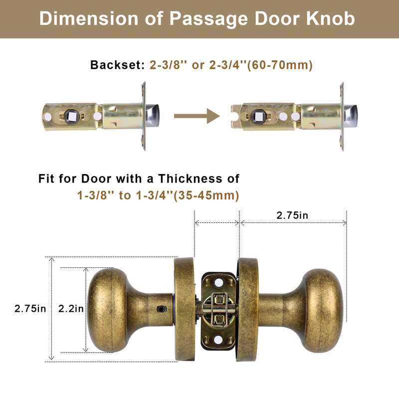 Coolnews Passage Metal Door Knobs, Antique Copper