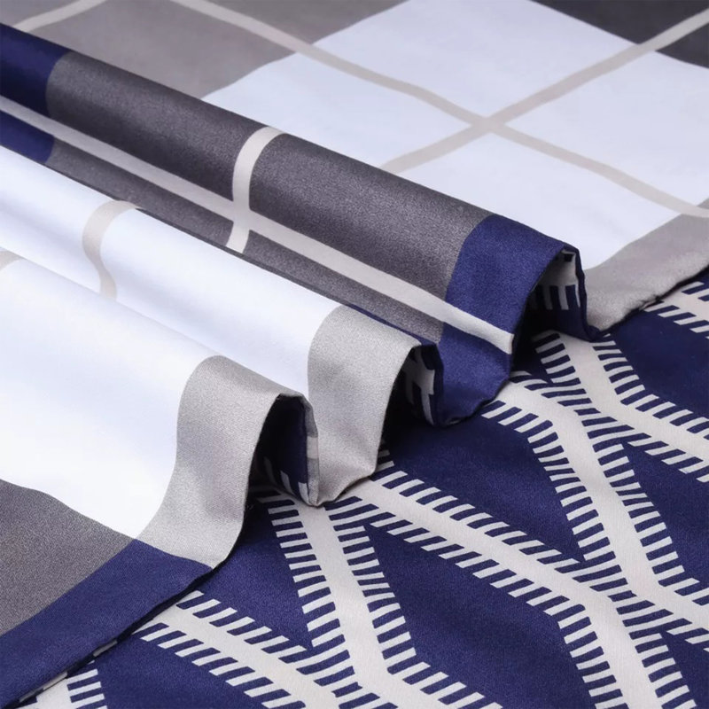 Haffa Microfiber Duvet Cover Set with Pillowcases, Double Duvet Cover + 2 Standard Pillowcases, Navy Check