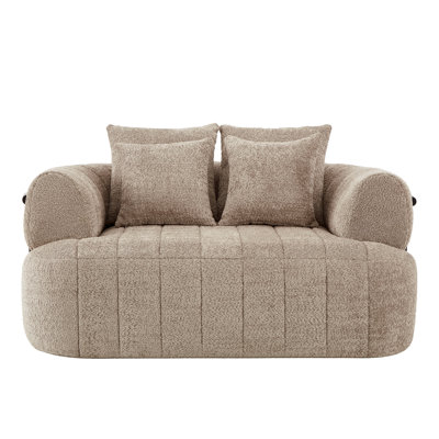 64" Oversized Cloud Boucle Chaise Lounge Sofa Bed – Boneless Deep Seat with Metal Support, Cozy Living Room & Bedroom Accent Chair