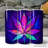Neon Cannabis Leaf 20oz Personalized Tumbler With Lid and Stainless Steel Straw, Psychedelic Weed Aesthetic Gift Cup