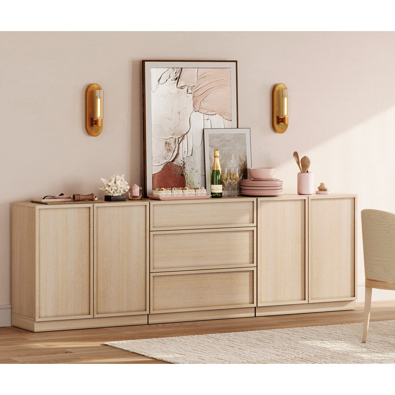 Buffet moderne 94,5 "avec 3 tiroirs et tablette réglable, buffet multifonctionnel avec grand rangement et tablette réglable
