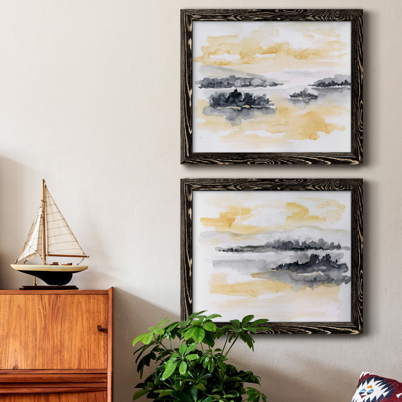 «Whispering Wind I», ensemble de 2 peintures sur toile encadrées, H 24 po x l 36 po x P 1,5 po, Cadre noir