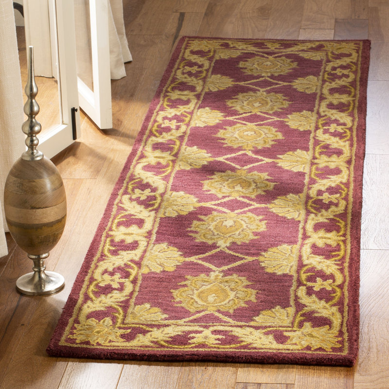 Tapis oriental en laine touffeté à la main Balthrop, Tapis de couloir 2 pi 3 po x 12 pi