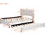 Lit plateforme tapissier avec tête de lit double Enjoy et lit gigogne beige