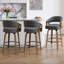 Tabouret de bar pivotant à 360 ° de style Mid-Century moderne en noyer avec dossier courbé rembourré (ensemble de 3)-1189933071-1189933074