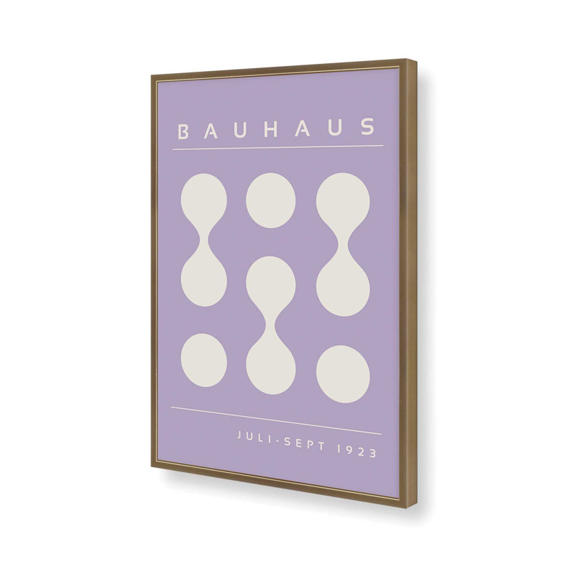 Mauve Bauhaus Flow II, Reproduction encadrée sans passe-partout, Or brossé, H 15,25 po x l 12,25 po x P 1,25 po