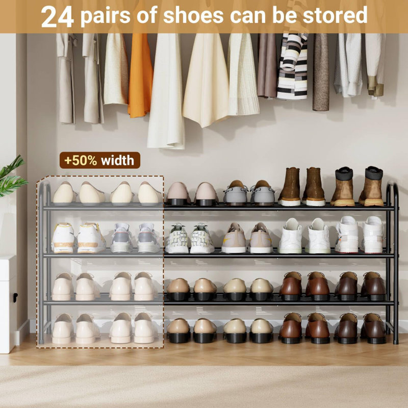Étagère à chaussures 3 niveaux à 3 niveaux avec grille métallique robuste