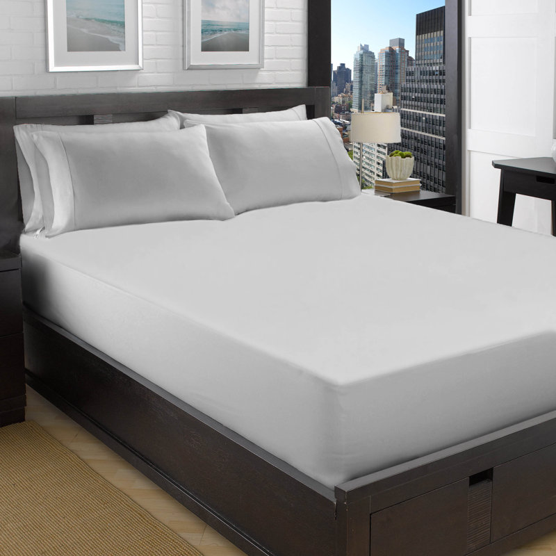 Violet Linen Luxe Luxury Cotton Sateen, Luxury Ultra Soft 300 Thread Count Sateen Cotton, Extra Soft and Comfortable, Silver, Full, Luxurious, Fitted sheet
