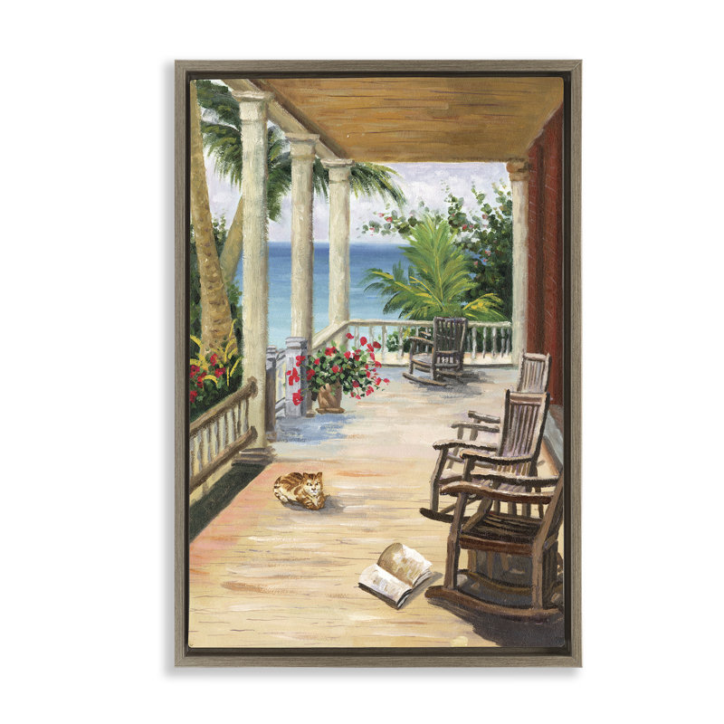 Toile flottante encadrée «Coastal Cape Cabin» par Cloverfield & Co., Cadre flottant orme Montalcino, H 31 po x l 21 po