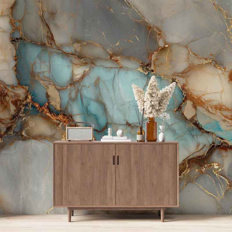 Aqua Gold Marble Fusion, 108" L x 192" W