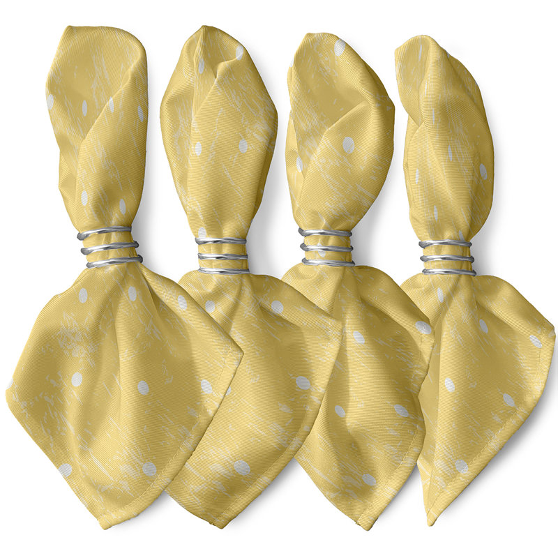 Wally Polyester Polka Dots Square Napkin, 18" W x 18" L, Yellow