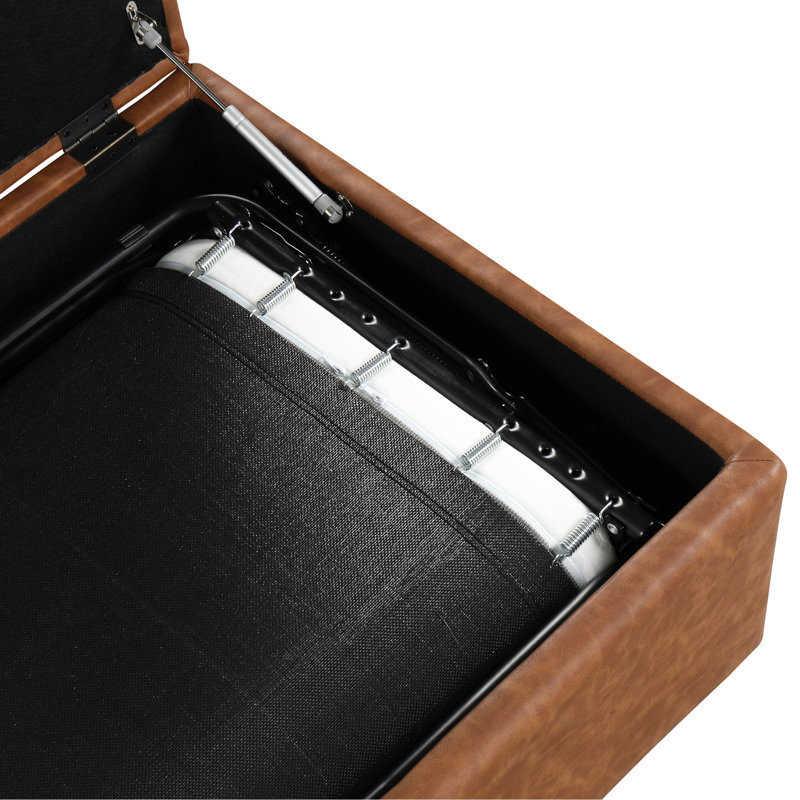 Lit simple escamotable avec repose-pieds et lit d'invité convertible avec matelas, Brun