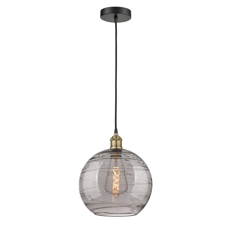 1 - Light Single Globle Pendant, Black Antique Brass, 13.38" H x 12" W x 12" D, Light Smoke