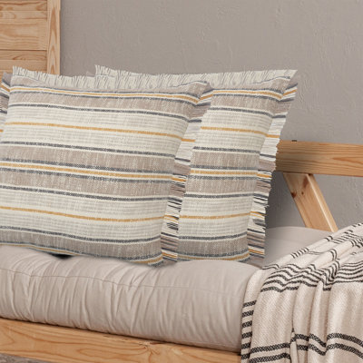 Henke Contemporary Striped 100% Cotton Throw Pillow, Set of 2