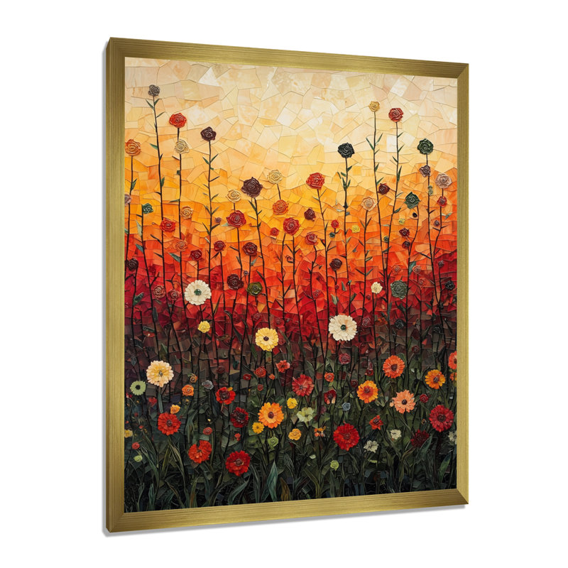 Bayley - art mural floral, H 40 po x l 30 po, Reproduction encadrée d'une seule photo, Doré