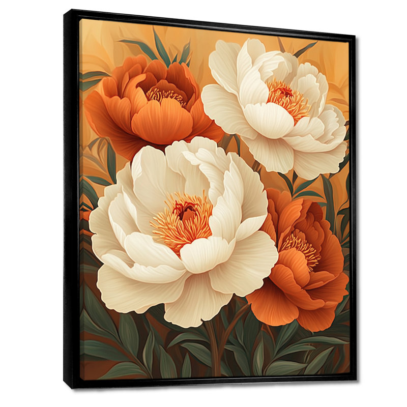Art sur toile, pivoines de Lizotte, H 20 po x l 12 po, Impression encadrée sans passe-partout, Noir