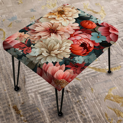 Harmony Elegance Peony Blooms - Floral Rectangle Ottoman