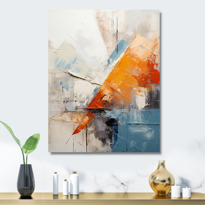 Orange Abstract Tile Mosiac Charm - Abstract Tile Metal Wall Art