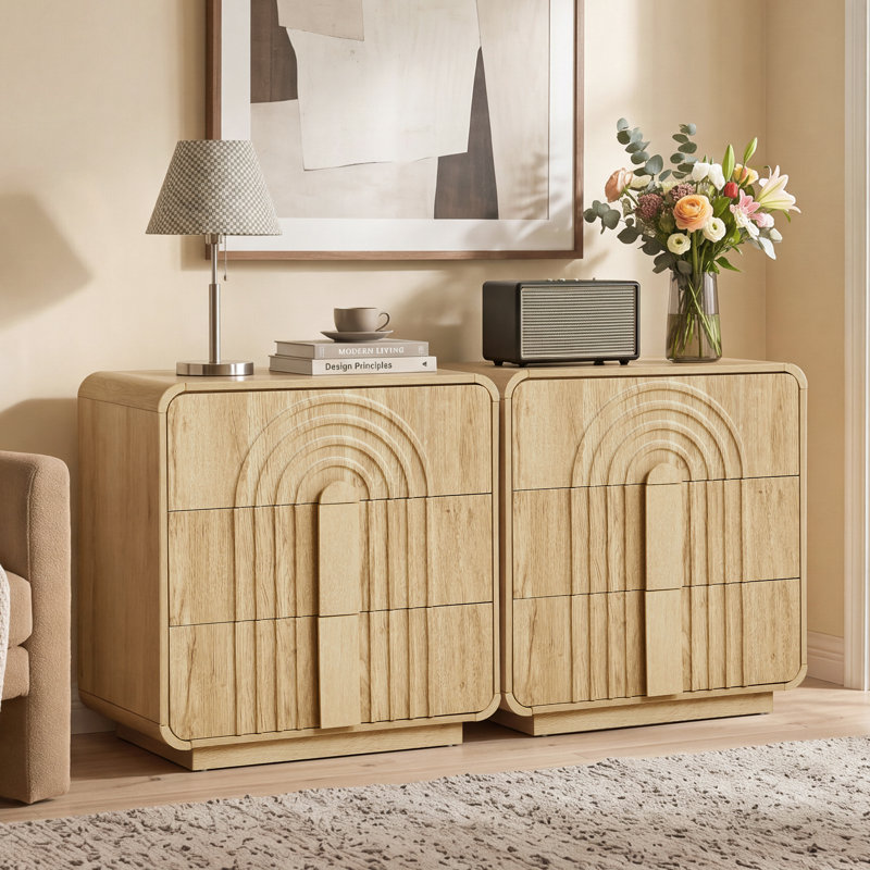 Tables de bout avec rangement, Naturel