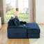 Velours côtelé de luxe bleu avec coussins décoratifs et 1 canapé de siège profond pour le salon, tissu, structure à haute éponge à ressorts, conception ergonomique, confort optimal, assemblage rapide et facile