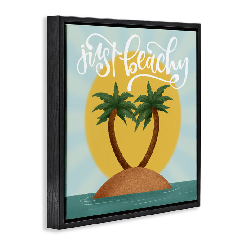 Cadre flottant Just Beachy, île tropicale, design par Sarah Hickman, H 25 po x l 25 po, Cadre flottant noir de jais