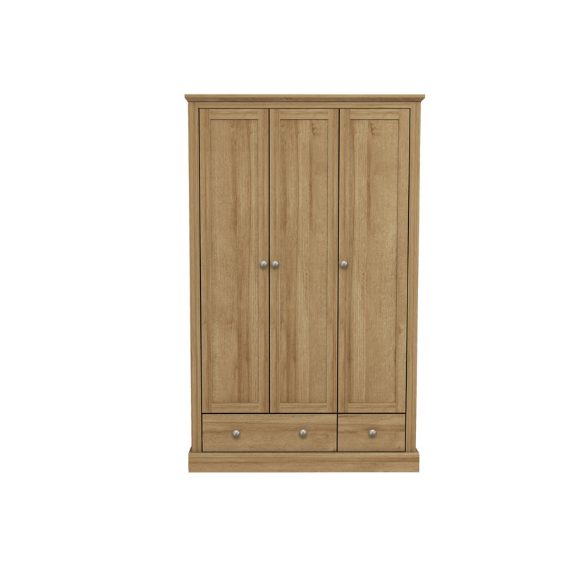 DEVON 3 DOOR 2 DRAWER TRIPLE WARDROBE, Oak