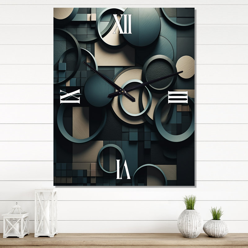 Horloge murale cubique surdimensionnée formes sarcelle, Médium