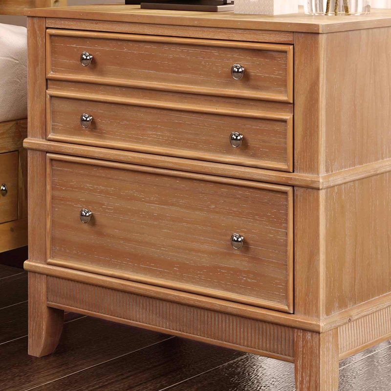 Commode en bois massif 3 tiroirs Conrado, Brun