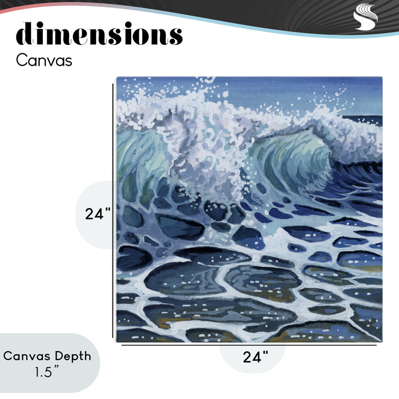 «Strong Crashing Waves» sur toile de plage, design par Kate Jarvik Birch, H 24 po x l 24 po